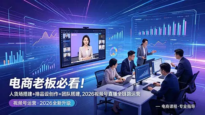 电商老板必看！人货场搭建+排品设计+素材创作+团队搭建，2026视频号直播全链路运营-创云资源分享创云网创