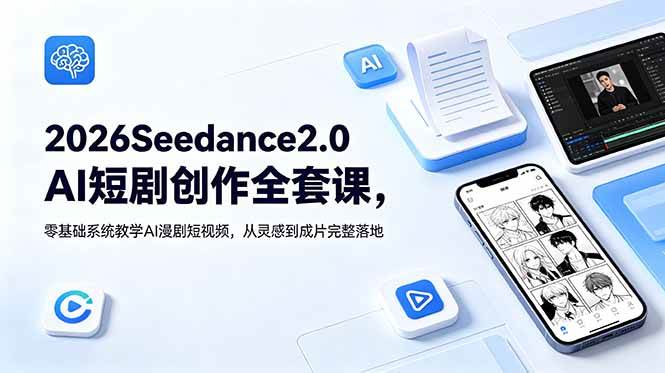 （18958期）2026Seedance2.0AI短剧创作全套课，零基础系统教学AI漫剧短视频，从灵感到成片完整落地-创云资源分享创云网创