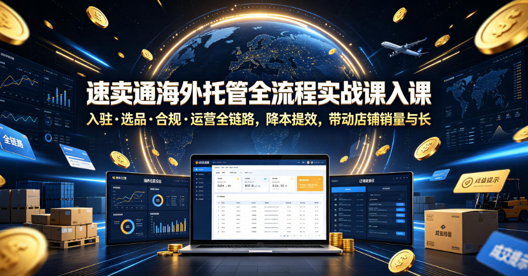 速卖通海外托管全流程实战课入驻・选品・合规・运营全链路,降本提效,带动店铺销量与收益增长-创云资源分享创云网创