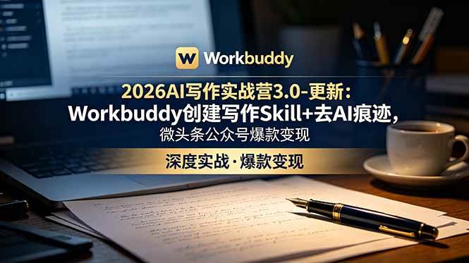 （18995期）2026AI写作实战营3.0-更新：Workbuddy创建写作Skill+去AI痕迹，微头条公众号爆款变现-创云资源分享创云网创