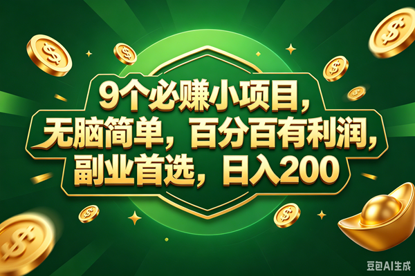 (18950期)9个必赚的小项目,百分百赚元子,无脑简单,副业首选,日入300+-创云资源分享创云网创