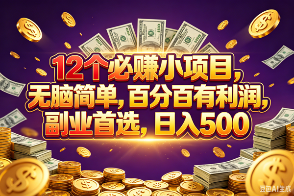 （18976期）12个必赚的小项目，百分百赚元子，无脑简单，副业首选，日入500+-创云资源分享创云网创