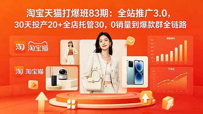 （18920期）2026淘宝天猫打爆班83期：全站推广3.0，30天投产20+全店托管30，0销量到爆款群全链路-创云资源分享创云网创