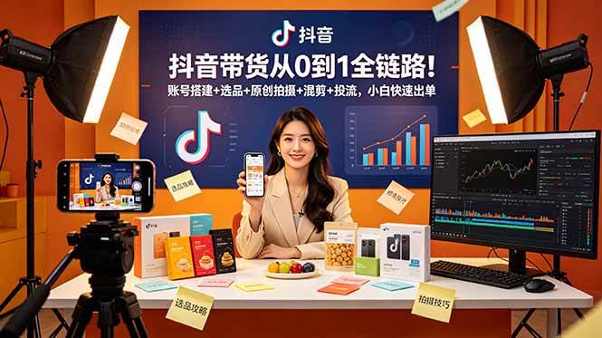 （18963期）抖音带货从0到1全链路！账号搭建+选品+原创拍摄+混剪+投流，小白快速出单-创云资源分享创云网创