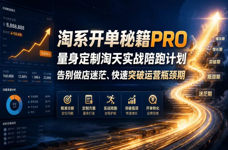 淘系开单秘籍PRO，量身定制淘天实战陪跑计划，告别做店迷茫、快速突破运营瓶颈期(2026年6月11)-创云资源分享创云网创
