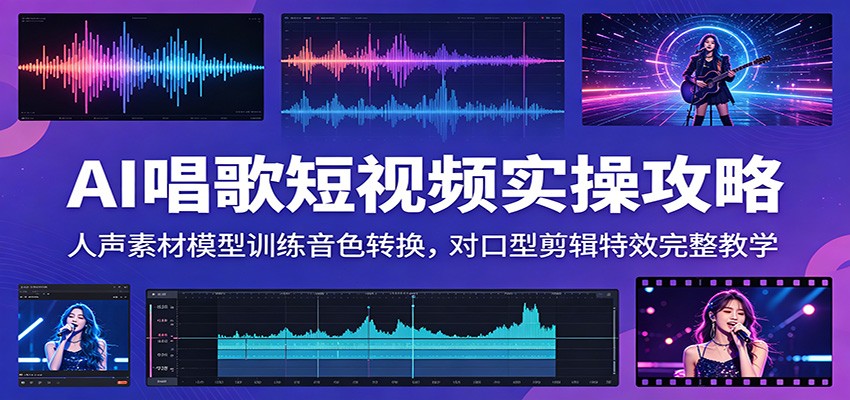 AI唱歌短视频实操攻略：人声素材模型训练音色转换，对口型剪辑特效完整教学-创云资源分享创云网创