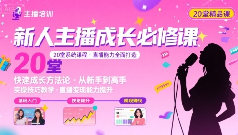 新人主播必学的20堂培训课，让主播快速成长的必学课程，帮你直播能力快速打造的实操方法-创云资源分享创云网创