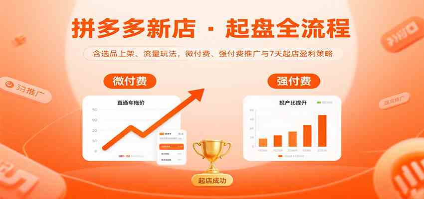 拼多多新店起盘全流程，含选品上架、流量玩法，微付费、强付费推广与7天起店盈利策略-优加资源分享优加网创