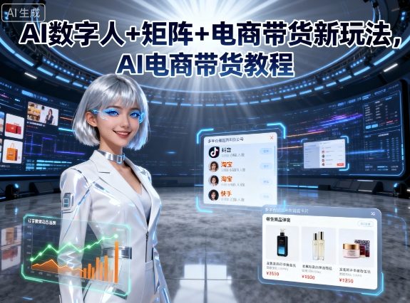 AI数字人+矩阵+电商带货新玩法，AI电商带货教程-创云资源分享创云网创