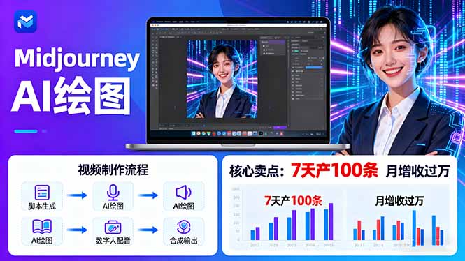 AI绘图照片开口说话视频制作：Midjourney+数字人，7天产100条月增收过万-优加资源分享优加网创