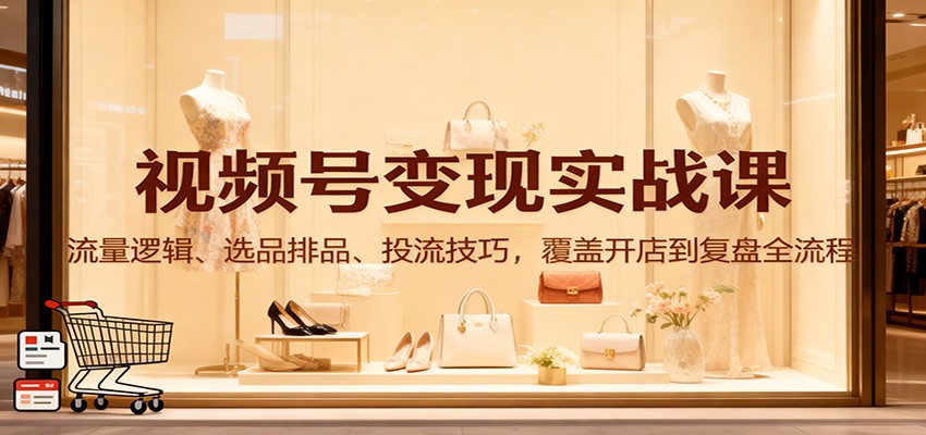 视频号变现实战课：流量逻辑、选品排品、投流技巧，覆盖开店到复盘全流程-创云资源分享创云网创