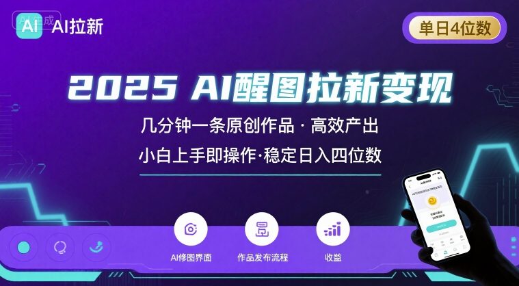 2025最强AI醒图拉新，几分钟一条原创作品，单日收入4位数，小白也能上手操作-创云资源分享创云网创