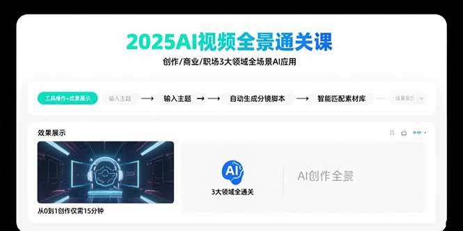 （15762期）2025AI视频全景通关课：涵盖创作/商业/职场3大领域 掌握AI全场景应用-优加资源分享优加网创