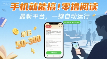 手机就能搞！零撸阅读挂G，最新平台，一键自动运行，随时随地挣，单日50-3张+【揭秘】-创云资源分享创云网创