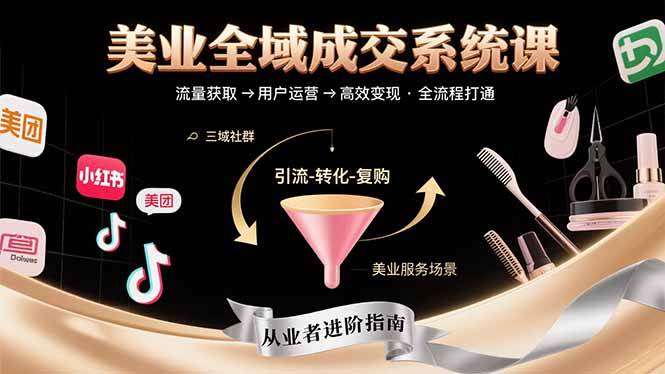 （15650期）美业全域成交系统课程：帮助美业从业者打通从流量获取到高效变现全流程-创云资源分享创云网创
