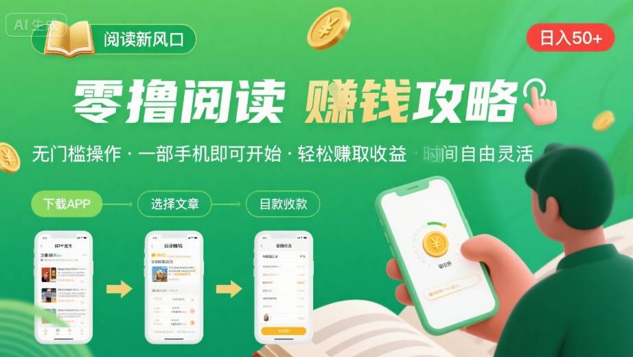 零撸阅读新风口，无门槛轻松挣，一部手机，日入 50-3张【揭秘】-创云资源分享创云网创