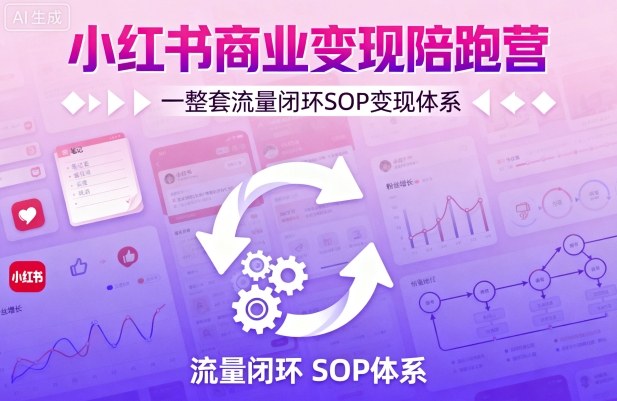 小红书商业变现陪跑营，轻IP矩阵 私域获客 聚光投流，一整套流量闭环SOP变现体系-创云资源分享创云网创