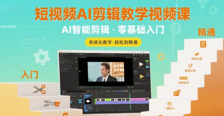 短视频AI剪辑教学视频课，入门到精通-创云资源分享创云网创