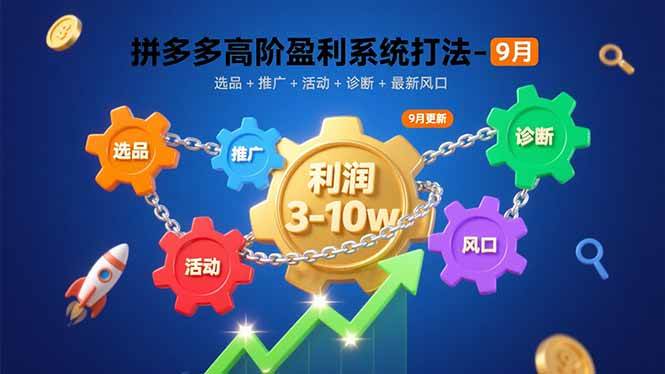 （15916期）拼多多高阶盈利系统打法-9月：选品+推广+活动+诊断+最新风口，月利润3-10w-稳盈网资源分享稳盈网