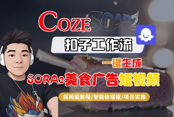 Coze扣子智能体工作流一键生成“SORA2美食广告“短视频,全流程保姆级教学-创云资源分享创云网创