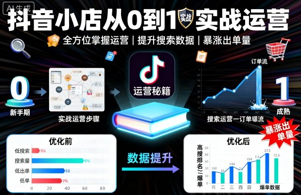 抖音小店从0到1实战运营，帮你全方位掌握小店运营，提升搜索数据与出单量-优加资源分享优加网创