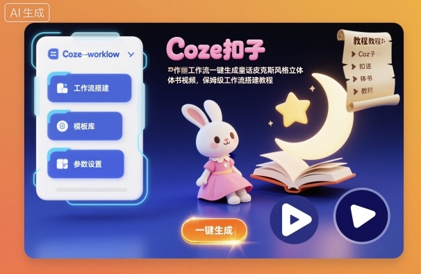 Coze扣子工作流一键生成童话皮克斯风格立体书视频，保姆级工作流搭建教程-创云资源分享创云网创