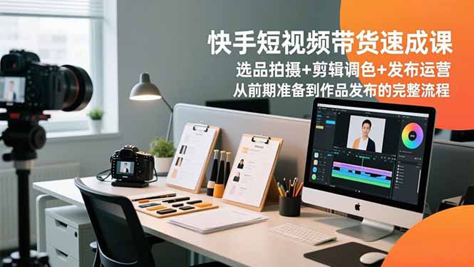 快手短视频带货速成课，选品拍摄+剪辑调色+发布运营，从前期准备到作品发布的完整流程-创云资源分享创云网创