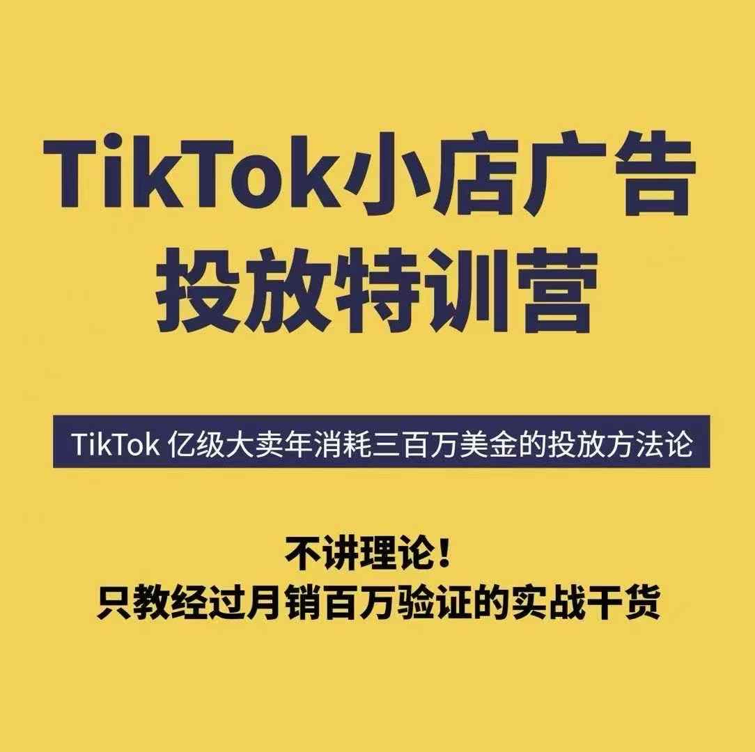 TikTok小店广告投放特训营，6天破局计划专治各种“投不动”，教你经过月销百万验证的实战干货-稳盈网资源分享稳盈网