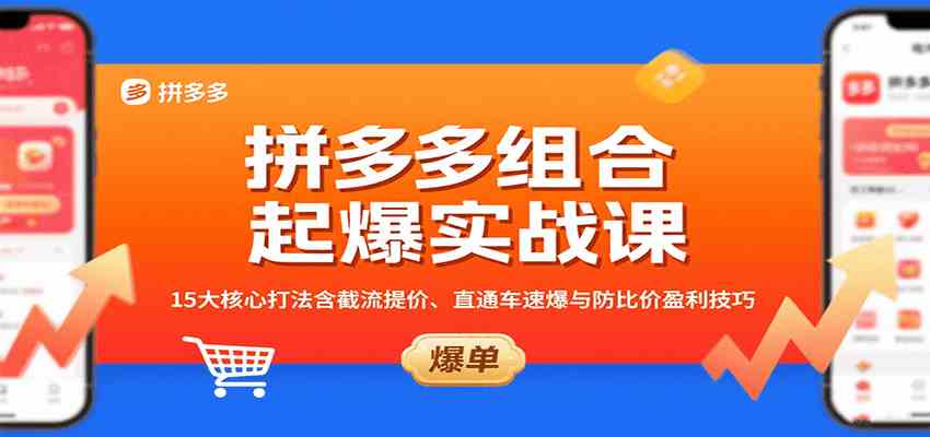 拼多多组合起爆实战课：15大核心打法含截流提价、直通车速爆与防比价盈利技巧-优加资源分享优加网创
