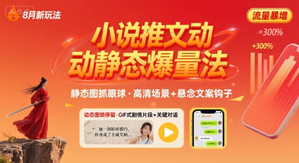 8月小说推文全新玩法，动静态图片+搭配小说文案爆量玩法-创云资源分享创云网创