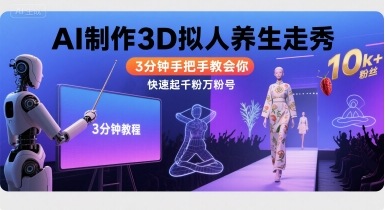 Ai制作3D拟人养生走秀，3分钟手把手教会你，快速起千粉万粉号-创云资源分享创云网创
