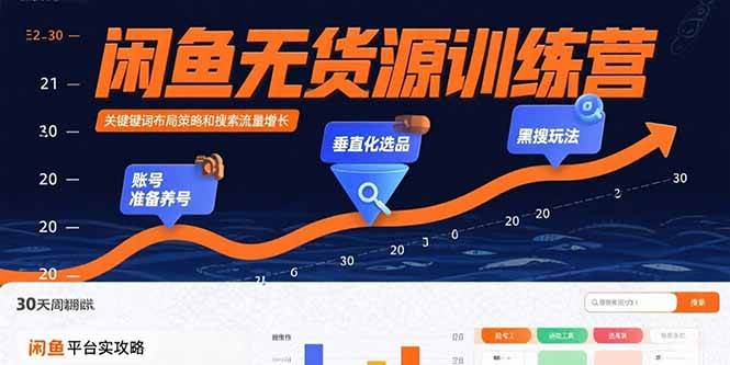 （15698期）闲鱼无货源训练营：账号准备养号/垂直化选品/黑搜玩法，0基础30天盈利指南-创云资源分享创云网创