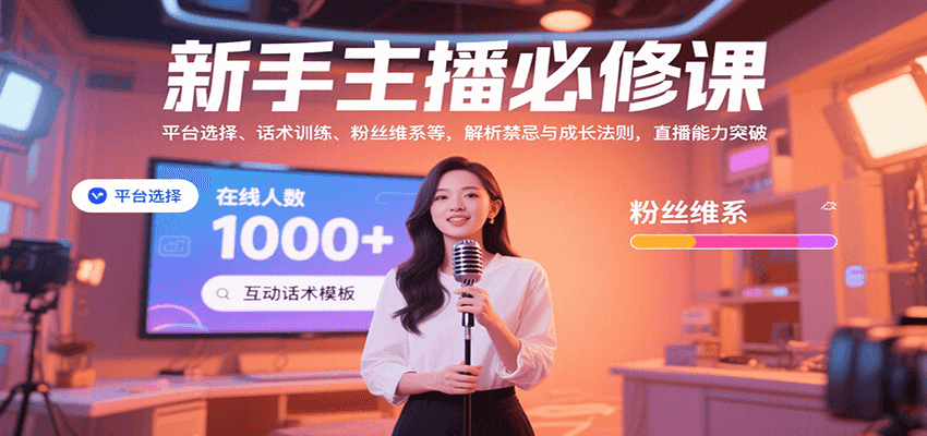 新手主播必修课：平台选择、话术训练、粉丝维系等，解析禁忌与成长法则，突破直播能力-创云资源分享创云网创