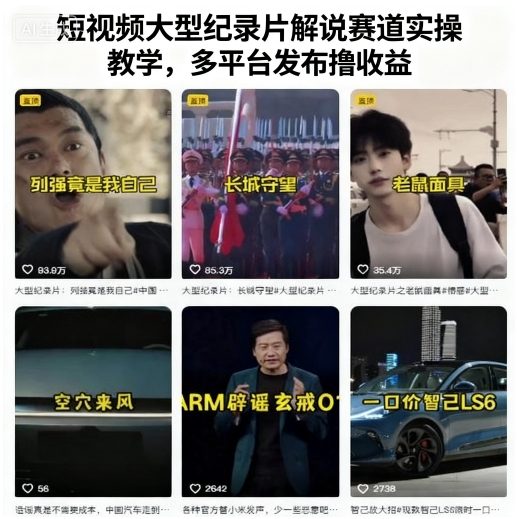 短视频大型纪录片解说赛道实操教学，多平台发布撸收益-创云资源分享创云网创