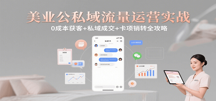 美业公私域流量运营实战：0成本获客+私域成交+卡项销转全攻略-优加资源分享优加网创