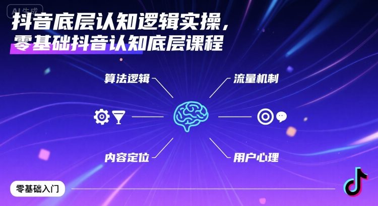 抖音底层认知逻辑实操，零基础抖音认知底层课程-优加资源分享优加网创
