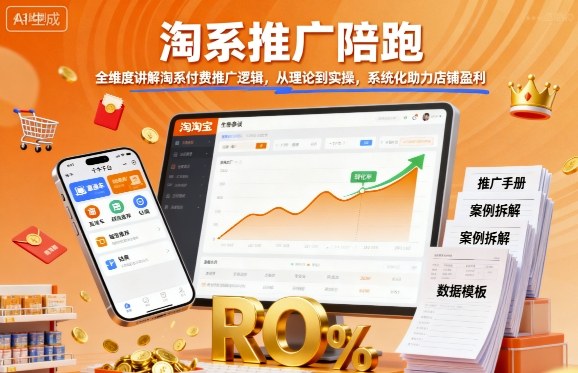 淘系推广陪跑，全维度讲解淘系付费推广逻辑，从理论到实操，系统化助力店铺盈利-优加资源分享优加网创