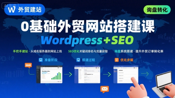 WordPress外贸建站+SEO优化课程，手把手教你从0到1搭建可获得询盘的外贸网站-创云资源分享创云网创