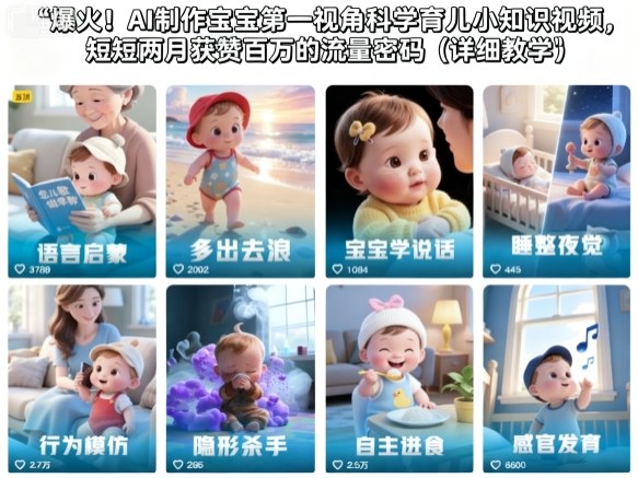 爆火！AI制作宝宝第一视角科学育儿小知识视频，短短两月获赞百万的流量密码(详细教学)-创云资源分享创云网创