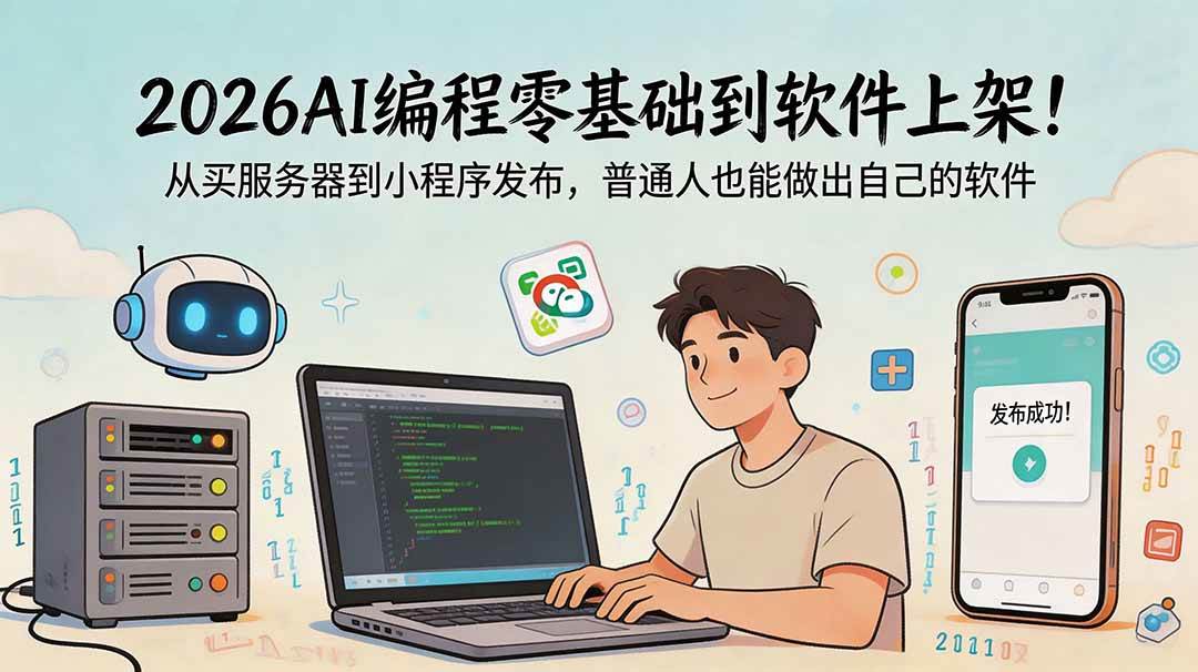 （18905期）2026AI编程零基础到软件上架！从买服务器到小程序发布，普通人也能做出自己的软件创云资源分享 | 创云网创云网创 | 千项创云 | 千项笔记 | 闪电网创 | 资源站网创 | 网创干货基地 | 网创实战教程 | 网创项目大全 | 网创副业项目 | 网创引流技巧 | 网创变现玩法 | 网创零基础入门 | 网创暴利项目 | 网创蓝海项目 | 网创实操手册 | 网创资料合集 | 网创工具分享 | 网创课程资料 | 网创技术教程 | 网创运营攻略 | 网创赚钱秘籍 | 网创被动收入 | 网创轻资产创业 | 网创低成本项目 | 创云资源库 | 创云副业指南 | 创云创业项目 | 创云干货分享 | 创云实战玩法 | 创云引流脚本 | 创云变现教程 | 创云 AI 工具 | 创云无货源 | 创云 C 单玩法 | 闲鱼无货源教程 | 闲鱼倒卖项目 | 闲鱼虚拟产品 | 闲鱼引流技巧 | 闲鱼开店攻略 | 闲鱼爆款选品 | 闲鱼自动发货 | 闲鱼副业赚钱 | 闲鱼 C 单 2.0 | 闲鱼流量玩法 | 小红书起号教程 | 小红书变现玩法 | 小红书引流攻略 | 小红书爆款文案 | 小红书素材库 | 小红书运营技巧 | 小红书虚拟资源 | 小红书带货项目 | 小红书 AI 作图 | 小红书流量密码 | 淘宝无货源开店 | 淘宝蓝海选品 | 淘宝引流技巧 | 淘宝运营教程 | 淘宝虚拟产品 | 淘宝客变现 | 淘宝爆款打造 | 淘宝新店运营 | 淘宝 C 店玩法 | 淘宝副业项目 | AI 网创项目 | AI 变现教程 | AI 文案生成 | AI 作图赚钱 | AI 视频剪辑 | AI 工具合集 | AI 自动化运营 | AI 虚拟产品 | AI 副业赚钱 | AI 引流脚本 | C 单 2.0 教程 | C 单实战玩法 | C 单引流技巧 | C 单变现攻略 | C 单项目资料 | C 单零基础教学 | C 单暴利玩法 | C 单自动脚本 | C 单流量玩法 | C 单副业项目 | 无货源电商教程 | 无货源选品技巧 | 无货源开店攻略 | 无货源虚拟项目 | 无货源自动发货 | 无货源爆款玩法 | 无货源副业赚钱 | 无货源运营手册 | 无货源工具合集 | 无货源蓝海项目 | 虚拟资源项目 | 虚拟产品变现 | 虚拟资料合集 | 虚拟产品开店 | 虚拟资源引流 | 虚拟产品教程 | 虚拟资源倒卖 | 虚拟产品暴利 | 虚拟资源自动 | 虚拟副业项目 | 副业赚钱项目 | 副业零基础入门 | 副业实操教程 | 副业变现攻略 | 副业引流技巧 | 副业工具合集 | 副业资料大全 | 副业轻资产 | 副业被动收入 | 副业暴利玩法 | 网络创业项目 | 网络赚钱教程 | 网络引流技巧 | 网络变现玩法 | 网络运营攻略 | 网络干货基地 | 网络实战手册 | 网络工具分享 | 网络课程资料 | 网络蓝海项目 | 短视频变现 | 短视频引流 | 短视频教程 | 短视频素材库 | 短视频运营 | 短视频带货 | 短视频脚本 | 短视频爆款 | 短视频 AI 剪辑 | 短视频副业 | 自媒体变现 | 自媒体起号 | 自媒体运营 | 自媒体文案 | 自媒体素材 | 自媒体引流 | 自媒体教程 | 自媒体副业 | 自媒体工具 | 自媒体干货 | 电商运营教程 | 电商引流技巧 | 电商变现玩法 | 电商选品攻略 | 电商工具合集 | 电商开店教程 | 电商爆款打造 | 电商虚拟项目 | 电商副业赚钱 | 电商蓝海项目 | 引流技术教程 | 精准引流玩法 | 全自动引流 | 私域引流技巧 | 社群引流攻略 | 短视频引流 | 图文引流教程 | 引流脚本合集 | 引流干货基地 | 引流实战玩法 | 变现技巧大全 | 变现项目合集 | 变现实操教程 | 变现工具分享 | 变现攻略手册 | 暴利变现玩法 | 被动变现项目 | 轻资产变现 | 虚拟变现教程 | 副业变现秘籍 | 千像网创资源 | 千像副业教程 | 千像引流干货 | 闪电网创项目 | 闪电变现玩法 | 闪电副业赚钱 | 资源站网创库 | 资源站副业集 | 资源站引流技 | 资源站变现法创云网创