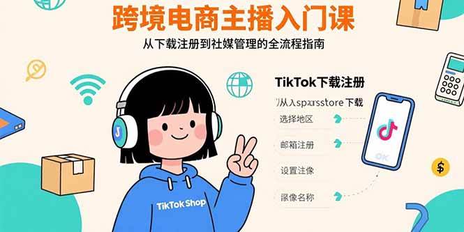 （15708期）跨境电商主播入门课，TikTok下载注册，支付工具配置，社媒账号管理全流程-创云资源分享创云网创