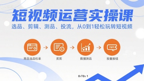 短视频运营实操课，选品、剪辑、测品、投流，从0到1轻松玩转短视频-稳盈网资源分享稳盈网