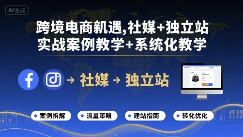 跨境电商新机遇，社媒+独立站，实战案例教学+系统化教学-优加资源分享优加网创