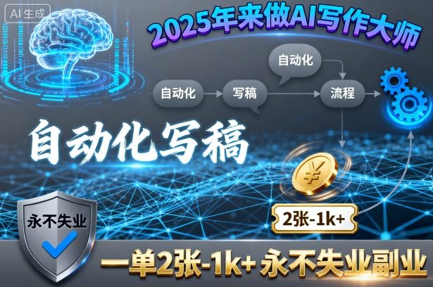 2025年来做AI写作大师，自动化写稿，一单2张-1k+，永不失业副业-稳盈网资源分享稳盈网