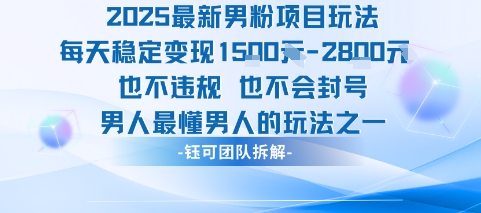 2025最新男粉项目玩法每天变现1k+也不违规也不会封号男人最懂男人的玩法-优加资源分享优加网创