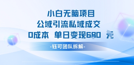 小白无脑项目公域引流私域成交0成本单日变现680米-优加资源分享优加网创