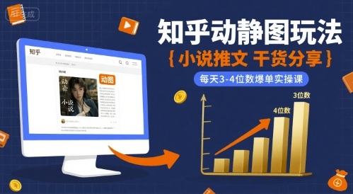 小说推文干货分享之知乎动静图玩法，每天3-4位数爆单实操课-稳盈网资源分享稳盈网