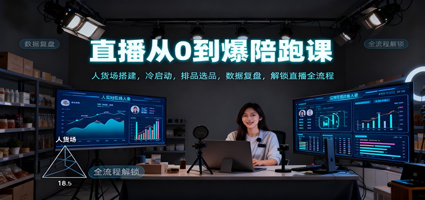 直播从0到爆陪跑课：人货场搭建，冷启动，排品选品，数据复盘，解锁直播全流程-创云资源分享创云网创