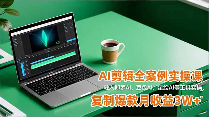 AI剪辑全案例实操课,融入即梦AI、豆包AI、星绘AI等工具实操,复制爆款月收益3W+-创云资源分享创云网创