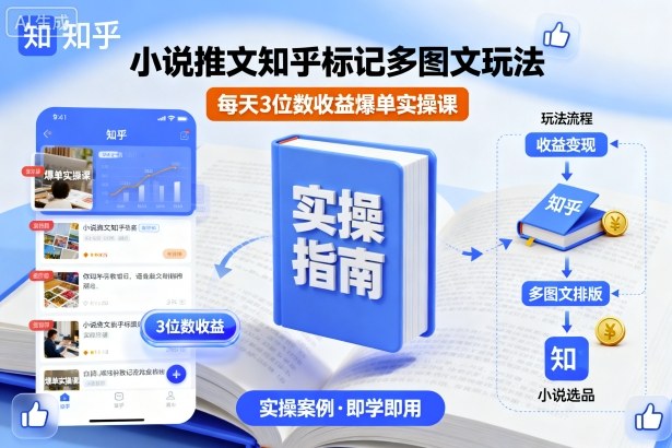 小说推文知乎标记多图文玩法，每天3位数收益爆单实操课-创云资源分享创云网创